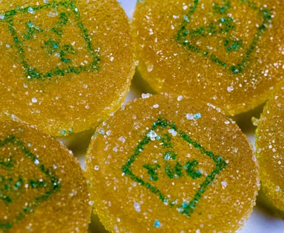 Cannabis edible pieces close close up