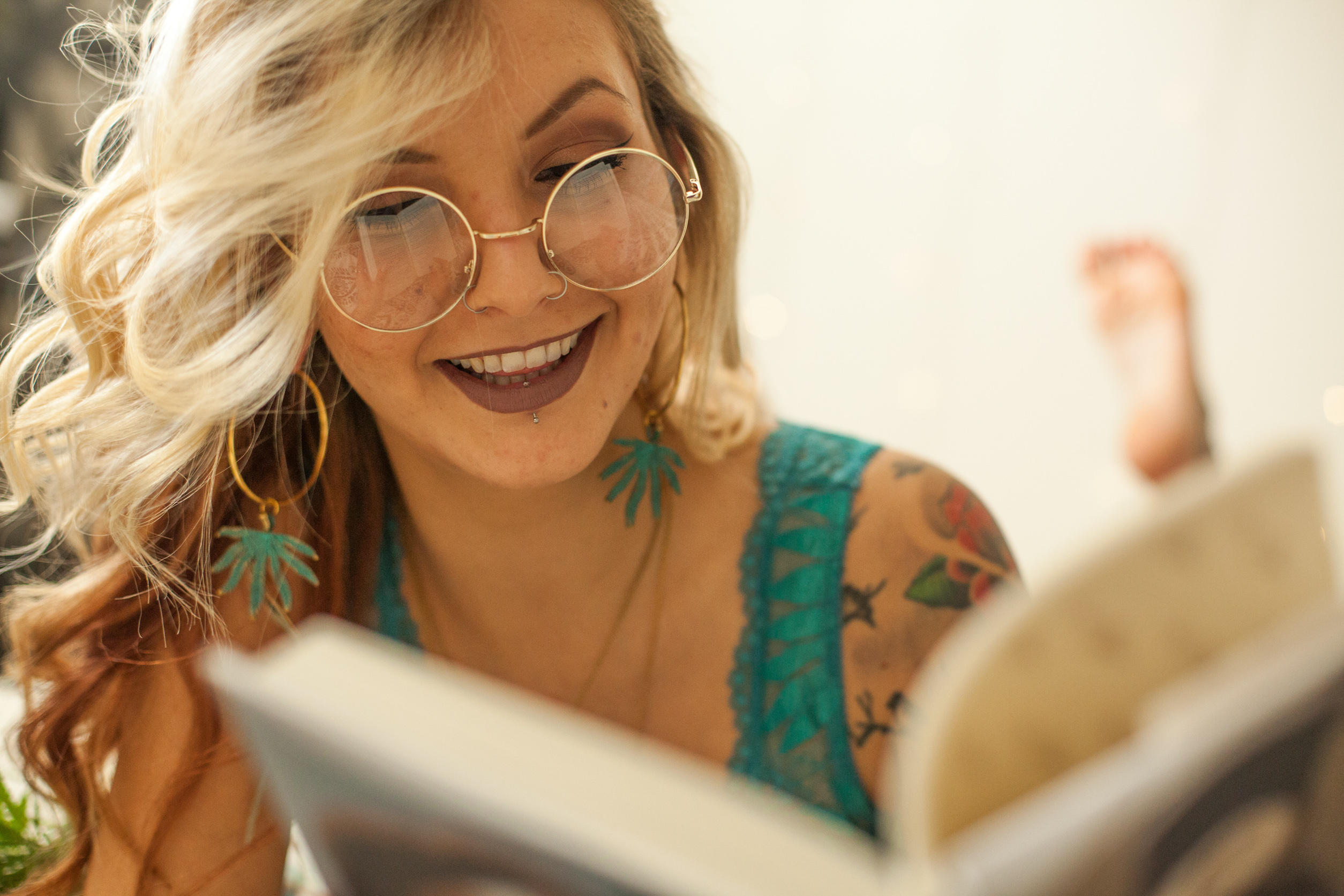 Cute Blonde Reading a Book